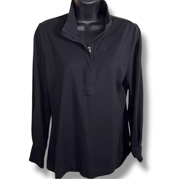 Small Port Authority Black Long Sleeve Pullover Jacket Zip Collar Athletic - Picture 1 of 12